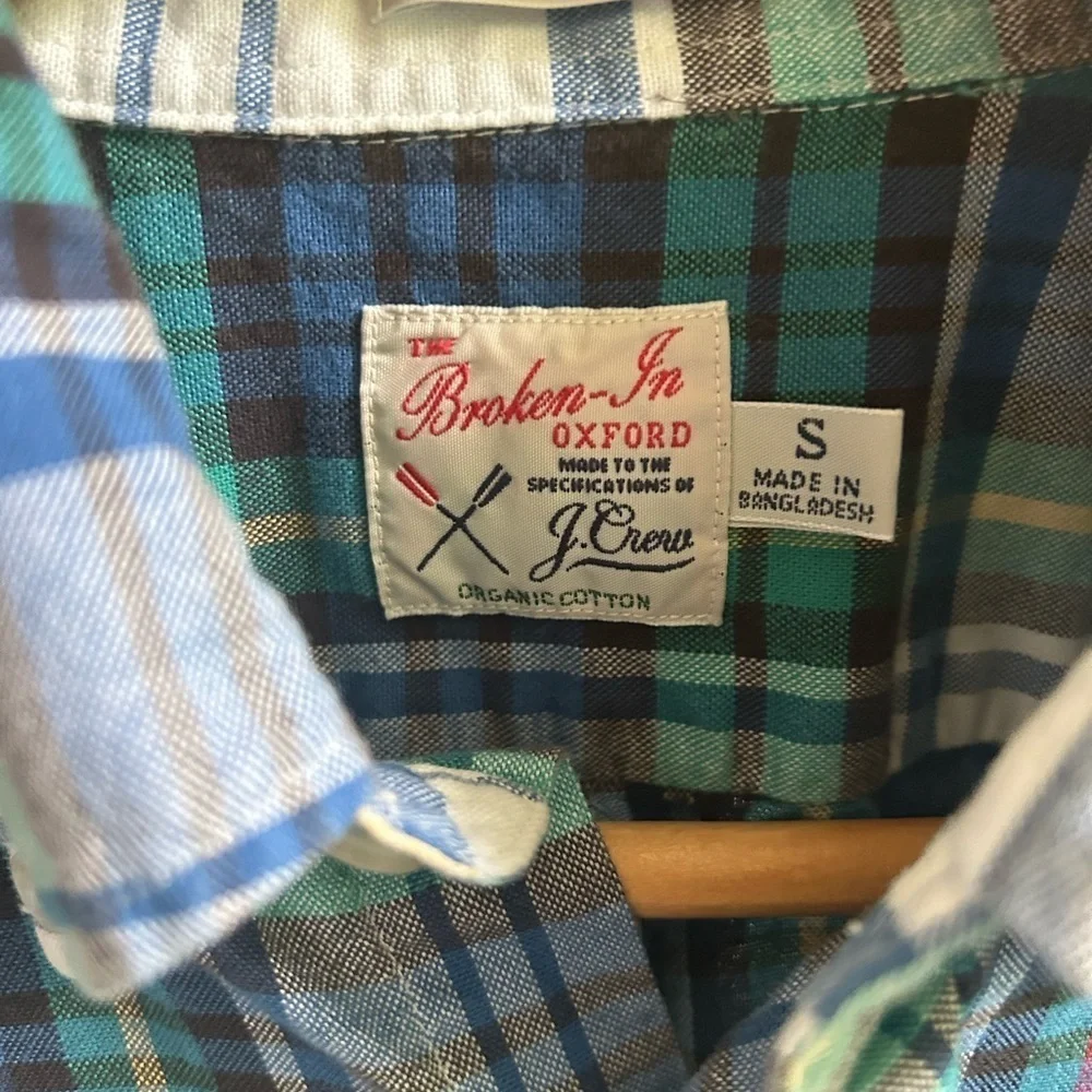 J. Crew The Broken In Organic Cotton Oxford Multicolor Plaid Casual Shirt Slim S